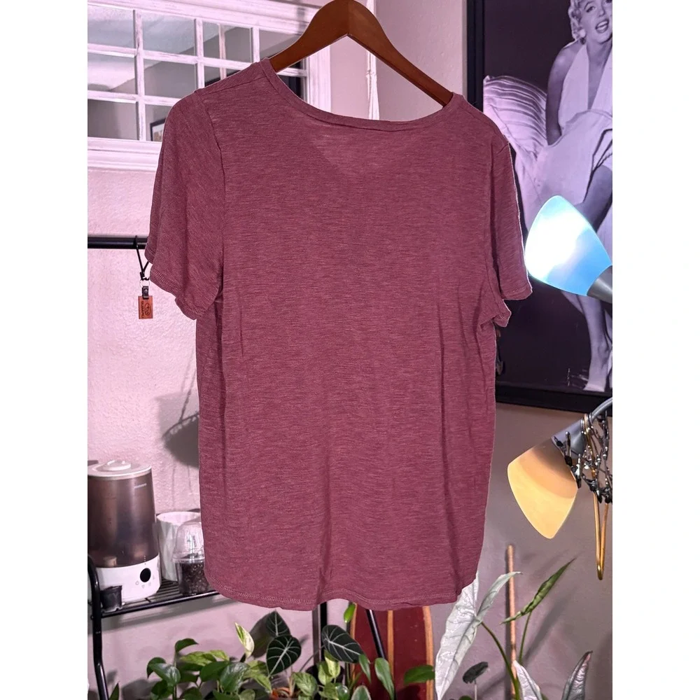 Jessica Simpson V-Neck Tee Women XL‎ Pink Heathered Short Sleeve Relaxed Soft
